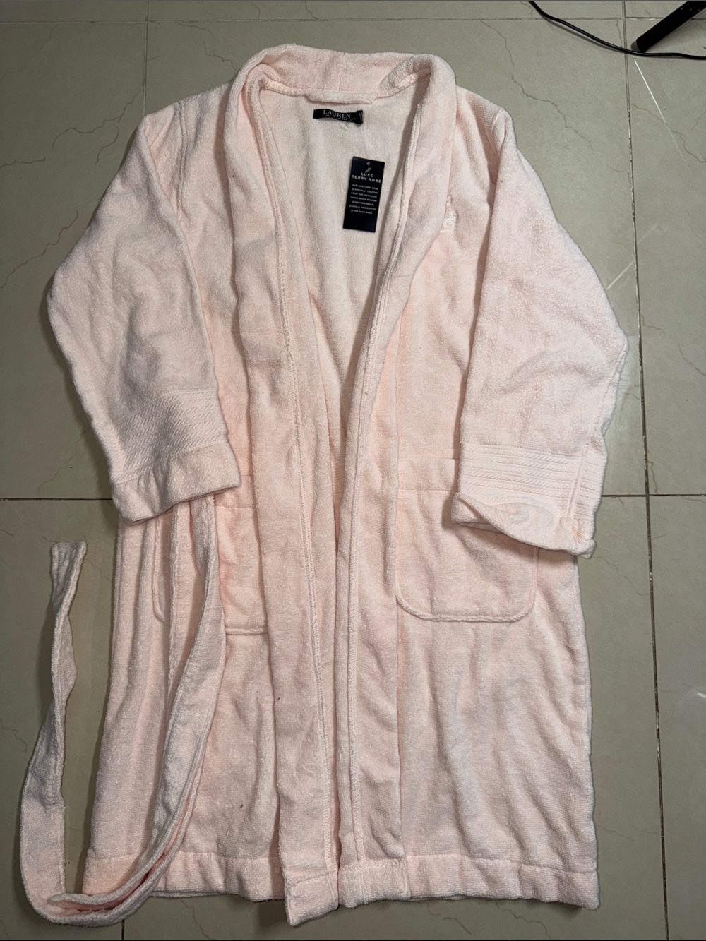 Lauren Ralph Lauren Blush Terry Shawl-Collar Bath Robe